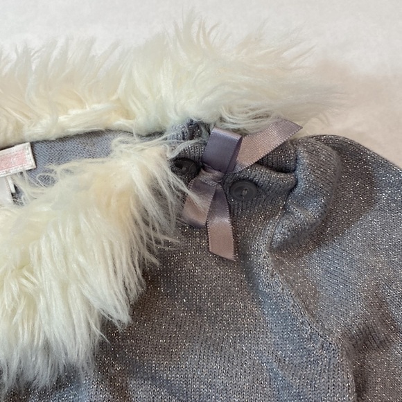 Janie & Jack sweater gray with faux fur trim - Picture 3 of 4